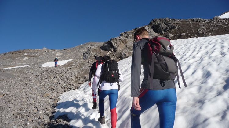 Bob Thompson hiking to Haig Glacier